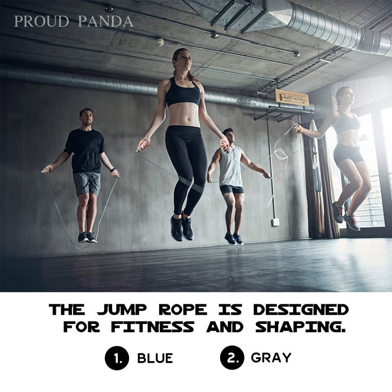 Proud Panda Weighted Jump Rope Workout 1LB Professional Skipping Rope with Adjustable Length&Silicone Comfortable Grips Heavy Jumpropes Adults Fitness Women Men Kids Cardio Boxing Endurance Training Exercise-Blue - Image 2